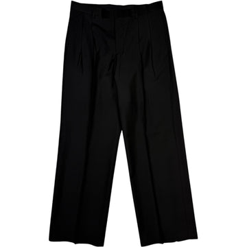 Wide Pleated Trouser Tropical Wool Black Trousers