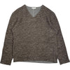 Linen Wool V Neck Brown Melange