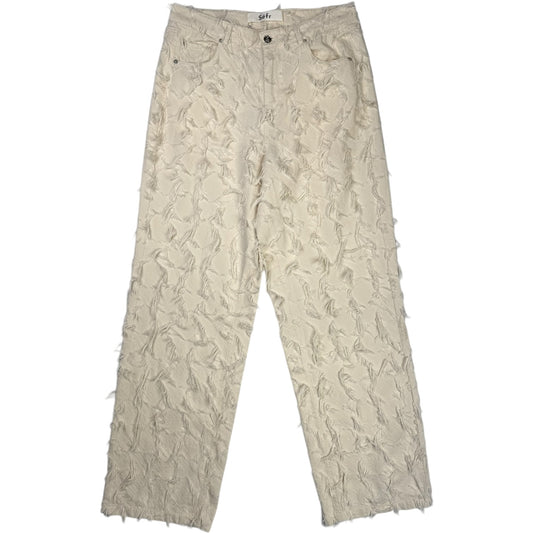 Nikos Jeans Fringed White Twill