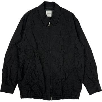 Crinkle Wool Linen Black Jacket