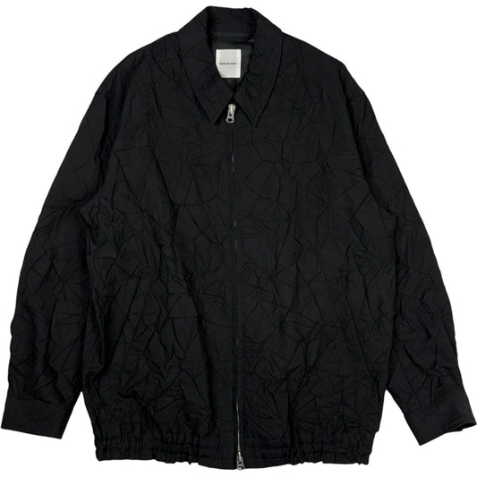Crinkle Wool Linen Black Jacket