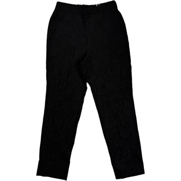 Crinkle Wool Linen Black Trouser