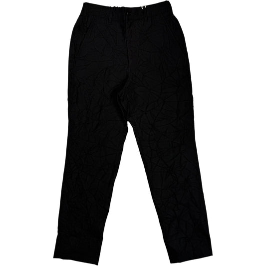Crinkle Wool Linen Black Trouser