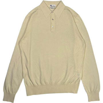 Aaric Cotton Panna Long Sleeve Polo