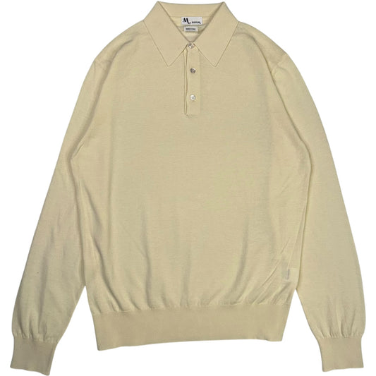 Aaric Cotton Panna Long Sleeve Polo