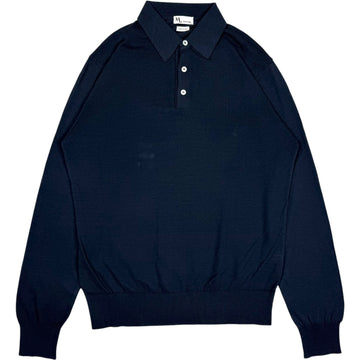 Aaric Cotton Navy Long Sleeve Polo