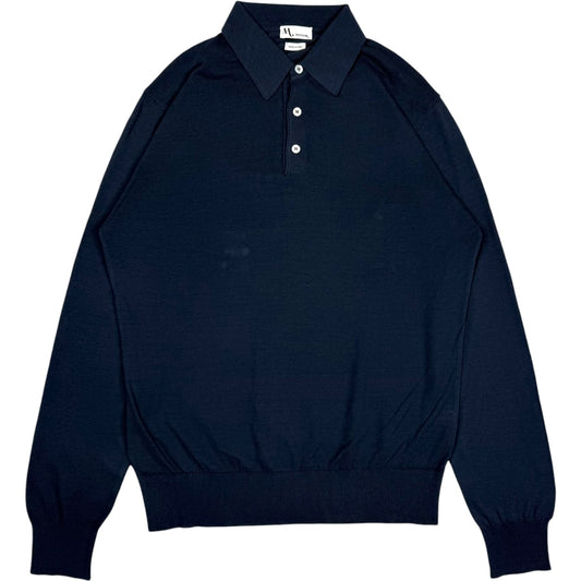 Aaric Cotton Navy Long Sleeve Polo