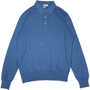 Aaric Cotton Azzurro Long Sleeve Polo