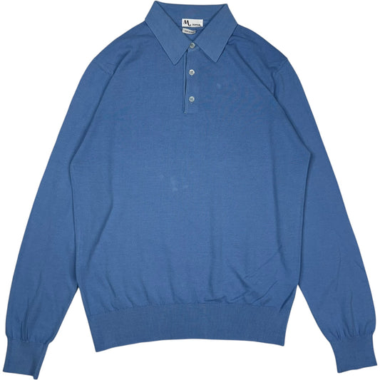 Aaric Cotton Azzurro Long Sleeve Polo