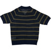 Cale V-Neck Polo Capers Stripe Linen Cotton