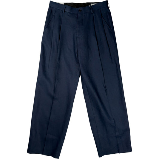 Justin Trousers Navy Blue Linen
