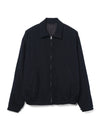 Stripe Zip Blouson Wool Navy