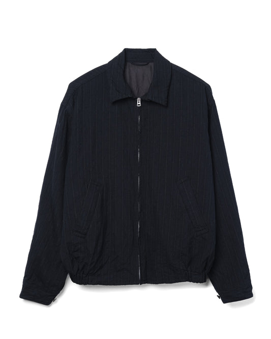 Stripe Zip Blouson Wool Navy