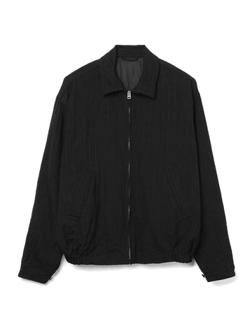 Stripe Zip Blouson Wool Black