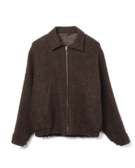 Napping Zip Blouson Wool Blend Top Brown