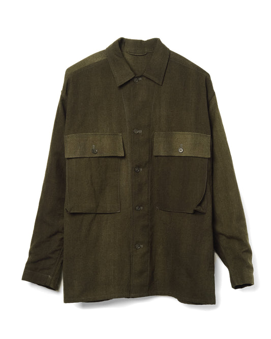Gabardine Field Shirt Jacket Wool Olive