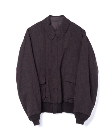 Herringbone Flight Jacket Wool Top Brown