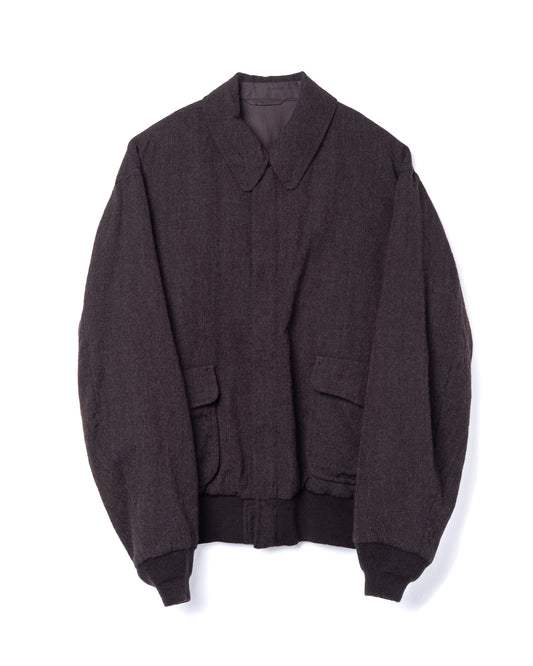 Herringbone Flight Jacket Wool Top Brown