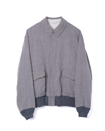 Herringbone Flight Jacket Wool Top Grey