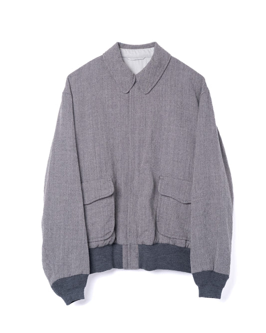 Herringbone Flight Jacket Wool Top Grey