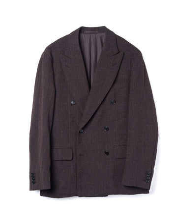 Herringbone Double Breasted Jacket Wool Top Brown