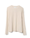 Round Neck Sweater Cotton Ecru Inverted Ajour Stripe