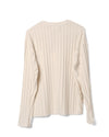 Round Neck Sweater Cotton Ecru Inverted Ajour Stripe