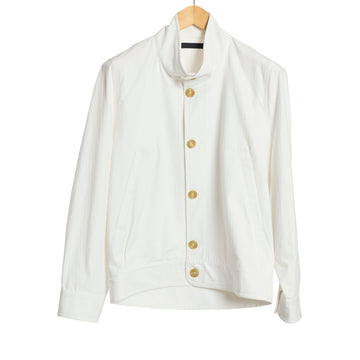 Weekend Blouson White Herringbone Cotton