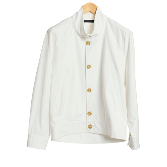 Weekend Blouson White Herringbone Cotton