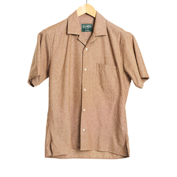 Tan Geometric Short Sleeve Camp Collar Shirt