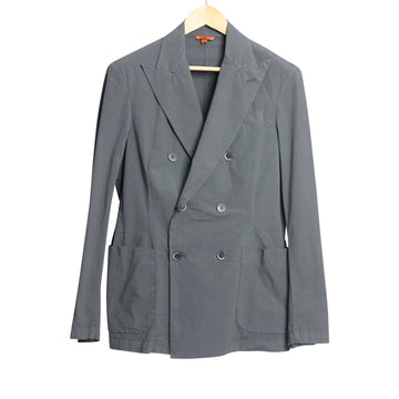 Double Breasted Siroco Jacket Cotton Poplin Piombo