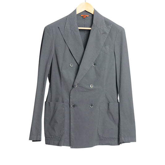 Double Breasted Siroco Jacket Cotton Poplin Piombo