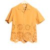Ture Short Sleeve Shirt Embroidered Hem Burnt Orange