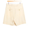 Marshall Double Pleated Belted Wide Leg Short Cream