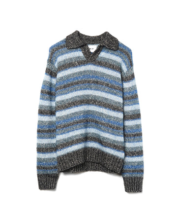 Erling Polo Knit Cotton Blend Navy Multi