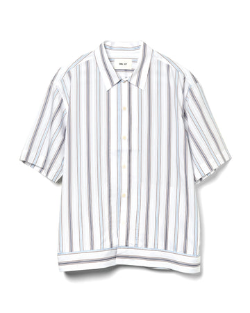 Reed Short Sleeve Overshirt Cotton Blue Stripe