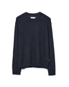 Tim Crew Neck Knit Linen Blend Navy Blue