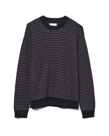 Russell Crew Neck Knit Cotton Blend Navy Multi