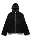 Full Zip Hood Black Hairy Wool
