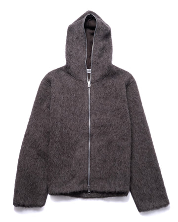 Full Zip Hood Mole Grey Hairy Wool