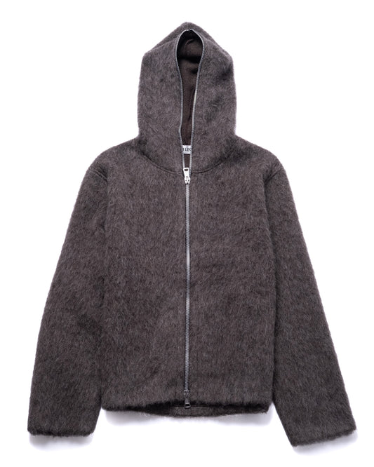 Full Zip Hood Mole Grey Hairy Wool