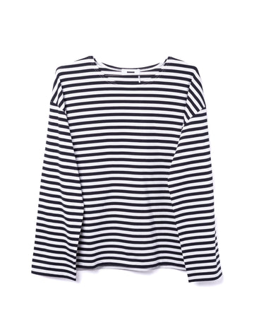 Border Long Sleeve Tee Cotton Black