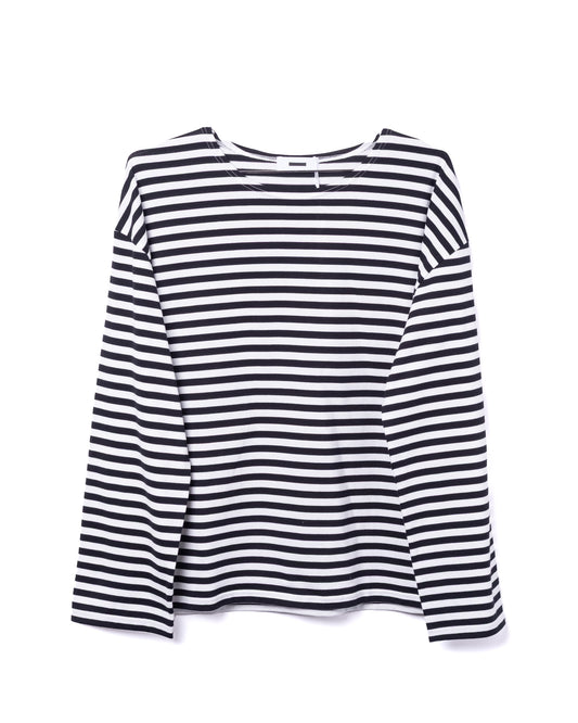 Border Long Sleeve Tee Cotton Black