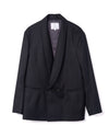Shawl Collar Double Breasted Blazer Wool Black