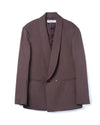 Shawl Collar Double Breasted Blazer Cotton Silk Dark Brown