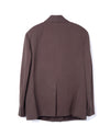Shawl Collar Double Breasted Blazer Cotton Silk Dark Brown
