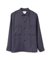 Microcheck Overshirt Wool Navy Brown