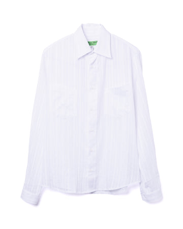 Shiny Stripe Western Dress Shirt Cotton White