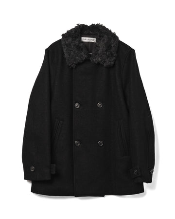 Wage Peacoat Black Stamped Wool