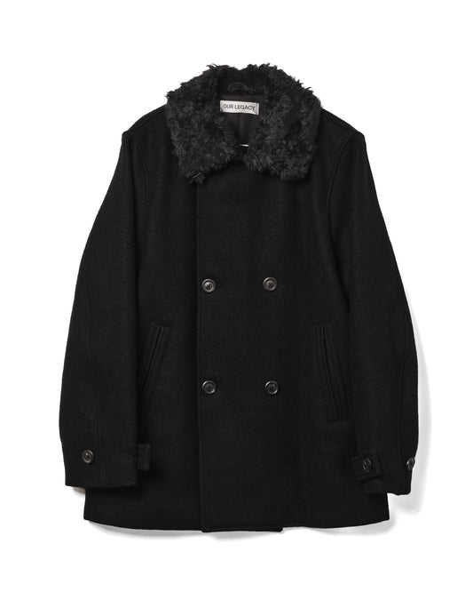 Wage Peacoat Black Stamped Wool